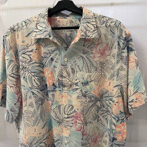 Tommy Bahama Men’s Tropical Floral Hawaiian Shirt Short Sleeve Button-Up Siz XL